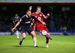 Images Dated 10th August 2010: David Clarkson vs Graham Coughlan: Battle for the Carling Cup Ball at Roots Hall Stadium
