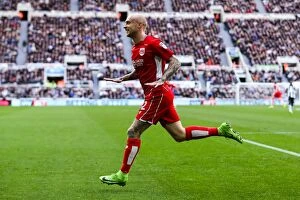 Images Dated 25th February 2017: David Cotterill Scores the Second Goal for Bristol City at St. James Park (25/02/2017)