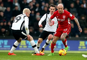 Derby County V Bristol City Prints: David Cotterill vs. Will Hughes Clash: Derby County vs