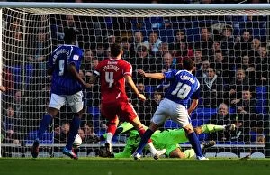 Images Dated 3rd March 2012: David James Denies Chopra: A Football Rivalry Unfolds at Portman Road (03/03/2012)