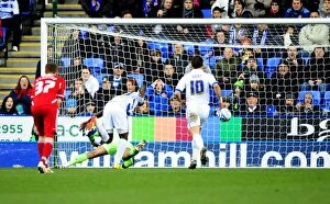 Images Dated 28th January 2012: David James Dramatic Save and Heartbreaking Rebound: Roberts Scores for Reading Against Bristol
