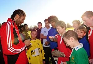 Images Dated 18th January 2011: David James Visits Ashton Park School with Bristol City FC: A Memorable Day for Young Fans