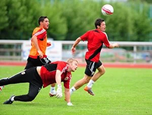 Images Dated 19th July 2010: Dean Gerken Saves from Ivan Sproule: A Training Duel at Bristol City