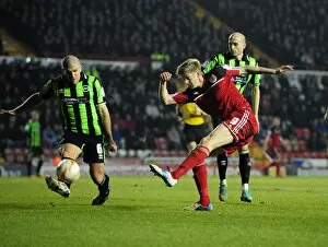 Images Dated 5th March 2013: Deflected Determination: Jon Stead's Pivotal Corner at Ashton Gate vs