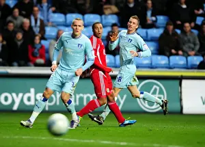 Coventry City V Bristol City Prints: Deflected Goal: Nicky Maynard's Close Call for Bristol City vs Coventry City in Championship (26/12/2011)