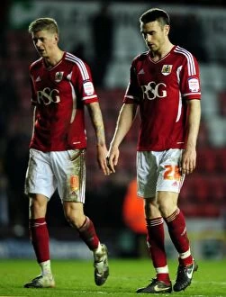 Bristol City v Watford Collection: Dejected Duo: McManus and Stead Leave Ashton Gate After Bristol City's Loss to Watford