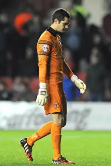 Dejected James Shea of AFC Wimbledon After Loss to Bristol City in Johnstone Paint Trophy