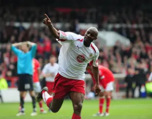 Framed Print : Dele Adebola's Epic Goal Celebration: A Memorable Moment in the Bristol City vs. Nottingham Forest Rivalry Framed Print : Dele Adebola's Epic Goal Celebration: A Memorable Moment in the Bristol City vs. Nottingham Forest Rivalry
