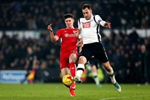 Images Dated 11th February 2017: Derby County vs. Bristol City: Clash between Keogh and O'Dowda