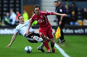 Derby County V Bristol City Prints: Derby County vs. Bristol City: Neil Kilkenny Fouled by Ben Davies - Championship Match