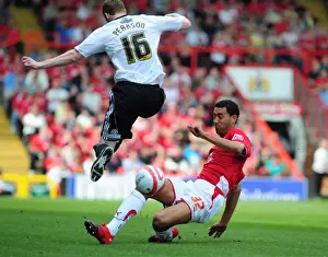 Bristol City V Derby County Prints: Derby County's Stephen Pearson Tackled by Lewin Nyatanga of Bristol City - Championship Clash