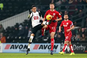 Derby County's Thomas Ince Tackles Jens Hegeler of Bristol City in Sky Bet Championship Clash