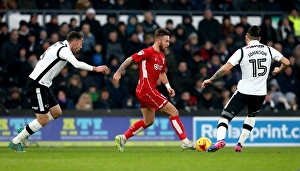 Derby County V Bristol City Prints: Derby Showdown: Matty Taylor vs. Bradley Johnson and Richard Keogh