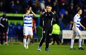 Images Dated 28th January 2012: Derek McInnes Appreciates Bristol City Fans at Reading Championship Match, 28th January 2012