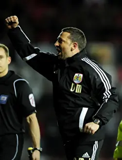 Bristol City V Leicester City Prints: Derek McInnes Celebrates Bristol City's Win Against Leicester City, March 2012