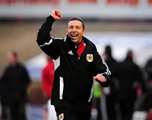 Framed Print : Derek McInnes Celebrates First Win as Bristol City Manager: Barnsley vs. Bristol City (October 2011)
