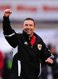 Derek McInnes Celebrates First Win as Bristol City Manager vs Barnsley, October 2011 (Editorial Use Only)