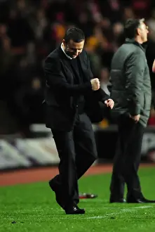 Derek McInnes Celebrates Promising Win for Bristol City against Southampton in Championship Match, 30/12/2011