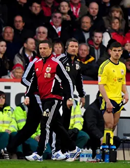 Nottingham Forest V Bristol City Prints: Derek McInnes Disagrees with Referee's Call in Nottingham Forest vs
