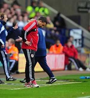 Images Dated 20th October 2012: Derek McInnes Disappointed as Late Goal Slips Away from Bristol City at Reebok Stadium