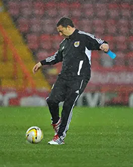Derek McInnes Examines Floodlit Pitch as Bristol City vs. Watford Match is Abandoned (December 26, 2012)