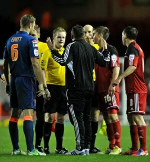 Bristol City v Blackpool Collection: Derek McInnes Faces Referee Gavin Ward after Bristol City's Championship Clash vs Blackpool