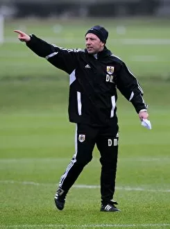 Training 10-1-12 Collection: Derek McInnes Leading Training at Memorial Stadium, January 2012 (Bristol City FC)