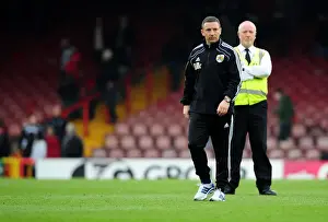 Framed Print : Derek McInnes Leads Bristol City Against Derby County at Ashton Gate Stadium, March 2012 (Football Match)