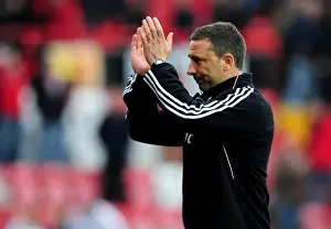 Framed Print : Derek McInnes Leads Bristol City Against Derby County at Ashton Gate Stadium, March 2012 (Football Match)
