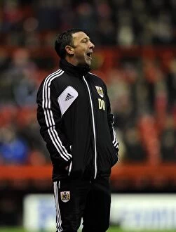 Images Dated 12th January 2013: Derek McInnes Leads Bristol City Against Leicester City in Championship Match, January 2013