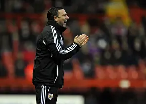 Framed Print : Derek McInnes Leads Bristol City Against Leicester City in Championship Clash, January 2013