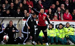 Nottingham Forest v Bristol City Collection: Derek McInnes: Passionate Bristol City Manager in Action at The City Ground