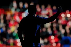 Bristol City V Blackpool Prints: Derek McInnes: Silhouetted Manager at Ashton Gate in Bristol City vs Blackpool Football Match