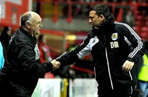 Framed Print : Derek McInnes and Terry Pashley of Bristol City and Burnley Shake Hands During Championship Match at Ashton Gate Stadium, 2012 Framed Print : Derek McInnes and Terry Pashley of Bristol City and Burnley Shake Hands During Championship Match at Ashton Gate Stadium, 2012