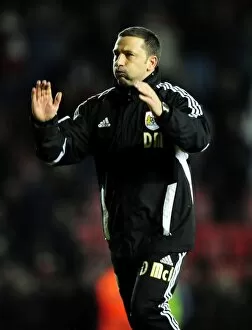 Images Dated 6th March 2012: Derek McInnes Triumph: Celebrating Bristol City's Victory Over Leicester City, 2012