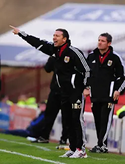 Barnsley V Bristol City Prints: Derek McInnes Urges On Bristol City at Barnsley's Oakwell Stadium