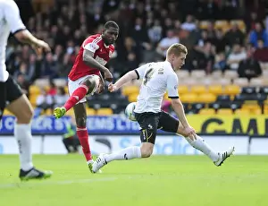 Port Vale V Bristol City Prints: Determined Strike: Jay Emmanuel-Thomas's Goal Attempt for Bristol City vs
