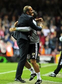 Images Dated 24th August 2011: Di Canio's Triumph: Swindon Manager Celebrates League Cup Upset Against Bristol City (24-08-2011)