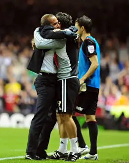 Bristol City V Swindon Town Prints: Di Canio's Victory: Swindon Manager Celebrates League Cup Upset Against Bristol City (24-08-2011)