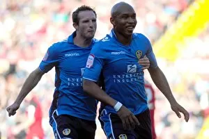 Images Dated 29th September 2012: Diouf and White Celebrate Leeds United's Goal Against Bristol City (September 2012)