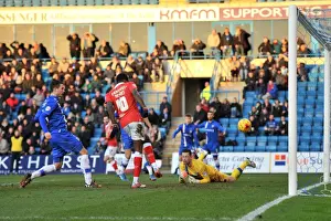 Gillingham V Bristol City Prints: Disallowed Goal: Jay Emmanuel-Thomas Denied for Bristol City against Gillingham (December 28)