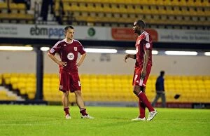 Images Dated 10th August 2010: Disappointed Duo: Gavin Williams and Marvin Elliott of Bristol City After Carling Cup Loss to
