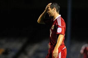 Images Dated 10th August 2010: Disappointed Sproule: Southend United Holds Off Bristol City in Carling Cup