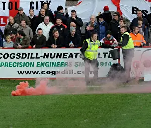 Tamworth V Bristol City Prints: Disruptive Fan Behavior at Tamworth v Bristol City FA Cup Match: Stewards Intervene