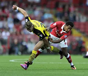 Bristol City V Colchester United Prints: Dramatic Collision: Korey Smith vs George Moncur in Sky Bet League One Clash