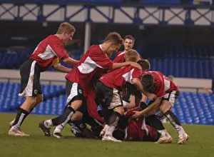 Euphoria Unites: Triumphant U18s of Everton and Bristol City in Unforgettable Group Celebration