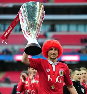 March Prints: Euphoric Luke Ayling: Bristol City's Johnstone's Paint Trophy Victory Celebration at Wembley