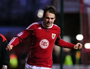 Bristol City V Derby County Prints: Euphoric Moment: Brett Pitman Scores the Championship Showdown Winner for Bristol City vs