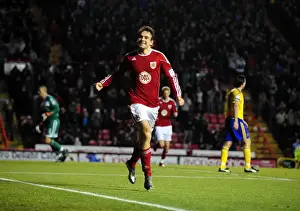 Bristol City V Derby County Prints: Euphoric Moment: Brett Pitman's Championship-Winning Goal for Bristol City vs