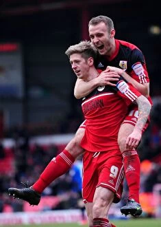 Images Dated 23rd February 2013: Euphoric Moment: Stead and Kelly's Thrilling Goal Celebration for Bristol City (2013)